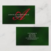 Moderne Monogram Green Trendy Business Card Visitenkarte (Vorne/Hinten)