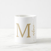 Moderne Monogram Hand Letter Gold White Tasse (Mittel)