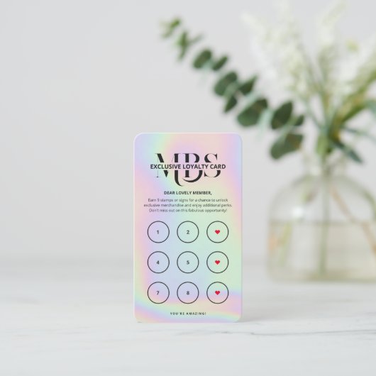 Moderne Monogram Holographic Loyalty Card Visitenkarte (Stehend Vorderseite)