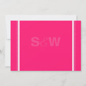 Moderne Monogram Hot Pink Hochzeitseinladung Einladung (Rückseite)