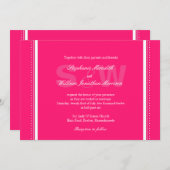 Moderne Monogram Hot Pink Hochzeitseinladung Einladung (Vorne/Hinten)