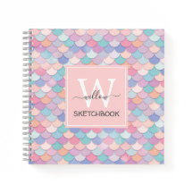 Moderne Monogram Hübsche Mermaid Pale Pink Sketch