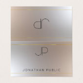 Moderne Monogram Imitate Gold Silver Elegante Vorl Visitenkarten (Außenseite Aufgefaltet)