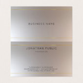 Moderne Monogram Imitate Gold Silver Elegante Vorl Visitenkarten (Innenseite Aufgefaltet)