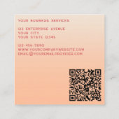 Moderne Monogram Initial QR Code Peach Gradient Quadratische Visitenkarte (Rückseite)