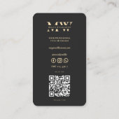 Moderne Monogram-Initialen Beruflich Black Gold Visitenkarte (Rückseite)