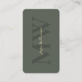 Moderne Monogram-Initialen Beruflich Sage Green Visitenkarte (Vorderseite)
