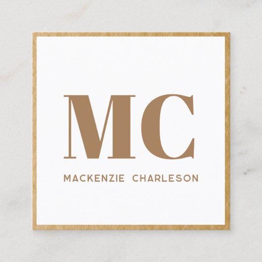 Moderne Monogram-Initialen QR Code Gold Frame Quadratische Visitenkarte (Vorderseite)