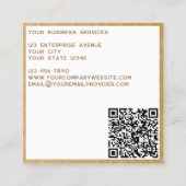 Moderne Monogram-Initialen QR Code Gold Frame Quadratische Visitenkarte (Rückseite)