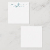 Moderne Monogram Initials Aquamarin Script Minimal Mitteilungskarte (Vorne/Hinten)