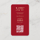 Moderne Monogram Initials Beruflich Red Wine Visitenkarte (Rückseite)