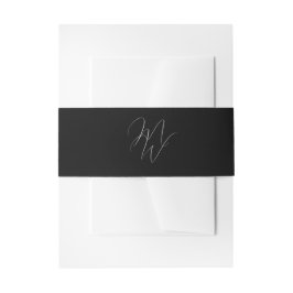 Moderne Monogram-Initials Black Wedding Einladungsbanderole
