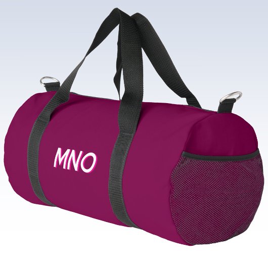 Moderne Monogram Initials Dark Pink Burgundy Duffle Bag