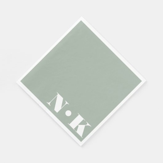 Moderne Monogram Initials Dusty Sage Custom Weddin Serviette (Ecke)