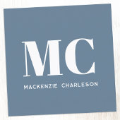 Moderne Monogram Initials Name Dusty Blue Gray Quadratische Visitenkarte
