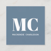 Moderne Monogram Initials Name Dusty Blue Gray Quadratische Visitenkarte (Vorderseite)
