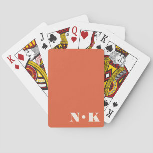 Moderne Monogram Initials Orange Custom Wedding Spielkarten