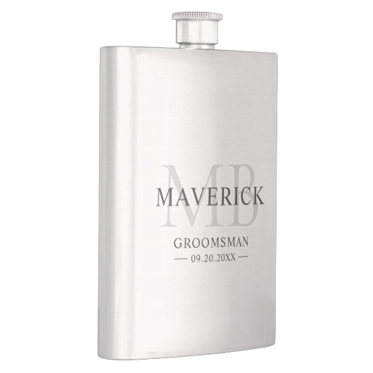 Moderne Monogram Initials Trauzeugen Hochzeitsgesc Flachmann (Rechts)