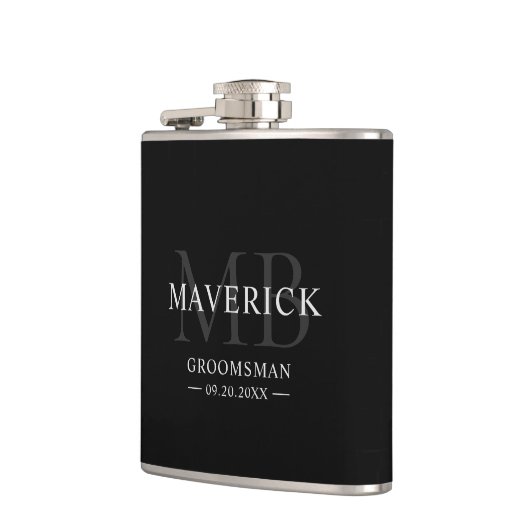 Moderne Monogram Initials Trauzeugen Hochzeitsgesc Flachmann (Links)