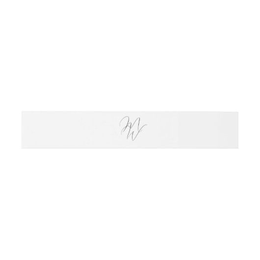 Moderne Monogram Initials White Wedding Einladungsbanderole (Flach)