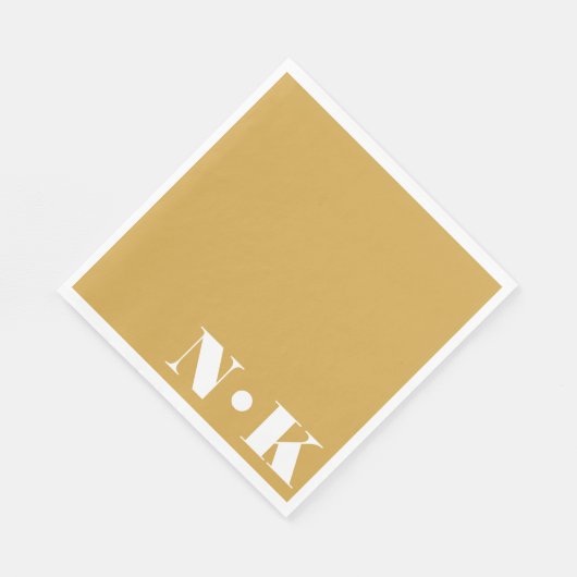 Moderne Monogram Initials Yellow Custom Wedding Serviette (Ecke)