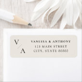 Moderne Monogram Ivory Wedding Rücksendeadresse (Insitu)