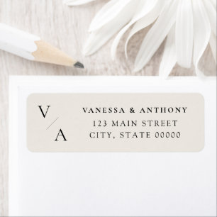 Moderne Monogram Ivory Wedding Rücksendeadresse
