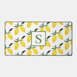 Moderne Monogram Lemon Citrus Schreibtischunterlage
