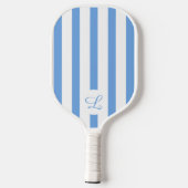 Moderne monogram Light Blue Streifen Girl Pickleball Schläger (Rückseite)