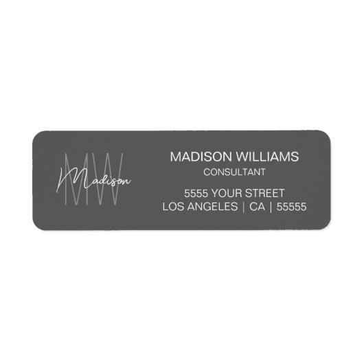Moderne Monogram Logo Grau Berateradresse (Vorne)