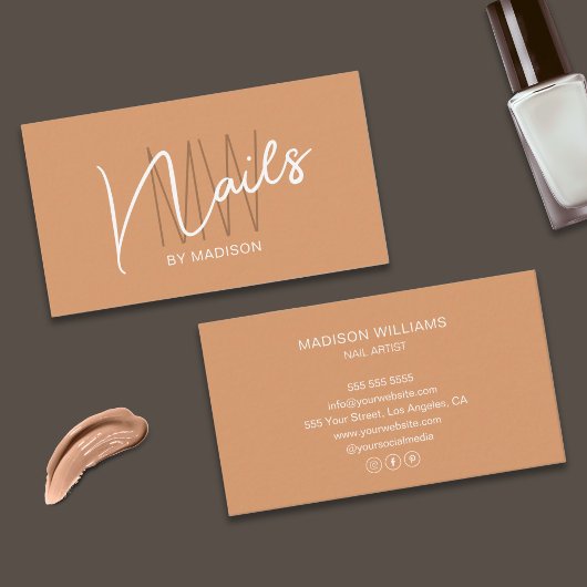 Moderne Monogram Logo Nail Artist Visitenkarte