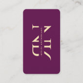 Moderne Monogram Luxury Lila Gold Initials Visitenkarte (Vorderseite)