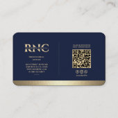 Moderne Monogram Medical Caduceus Blue Imitats Gol Visitenkarte (Rückseite)