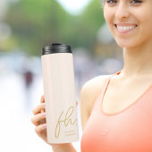 Moderne Monogram Minimal Script Blush Gold Initial Thermosbecher