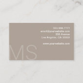 Moderne Monogram Minimalistisch Taupe Beruflich Visitenkarte (Rückseite)