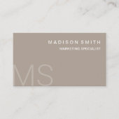 Moderne Monogram Minimalistisch Taupe Beruflich Visitenkarte (Vorderseite)