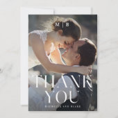 Moderne Monogram Minimalistisch Wedding Dankeschön Dankeskarte (Vorderseite)