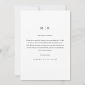 Moderne Monogram Minimalistisch Wedding Dankeschön Dankeskarte (Rückseite)