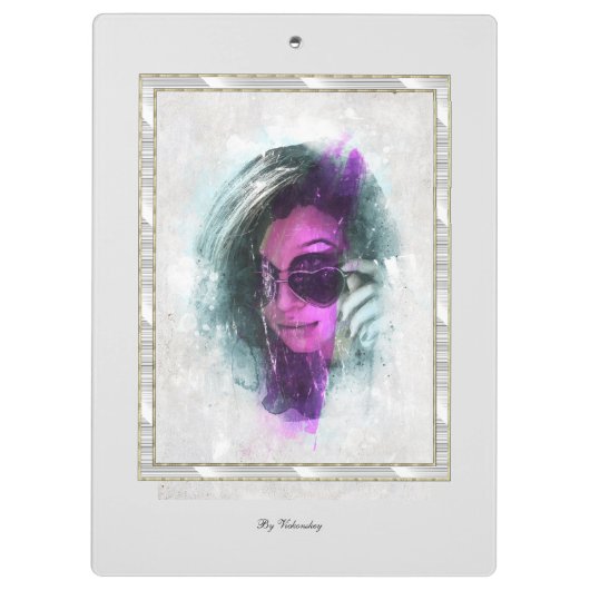 Moderne Monogram modische Girl Black and Grey Klemmbrett (Rückseite)