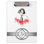 Moderne Monogram modische Girl Black and Red Klemmbrett (Vorderseite)