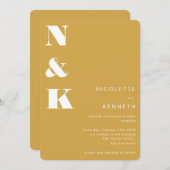 Moderne Monogram Mustard Yellow Bold Chic Wedding Einladung (Vorne/Hinten)