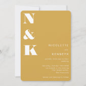 Moderne Monogram Mustard Yellow Bold Chic Wedding Einladung (Vorderseite)