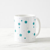 Moderne Monogram Name Blue Blumen Design Coffee Ta Kaffeetasse (VorderseiteRechts)