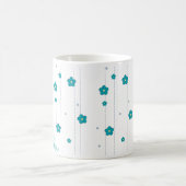 Moderne Monogram Name Blue Blumen Design Coffee Ta Kaffeetasse (Mittel)