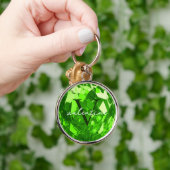 Moderne Monogram Name Initials Peridot Premium Schlüsselanhänger (Hand)