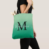 Moderne Monogram Name Light bis Dark Green Gradien Tasche (Von Nahem)
