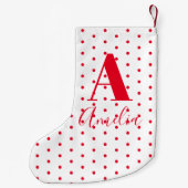 Moderne Monogram Name Polka Dots Kleiner Weihnachtsstrumpf (Rückseite)