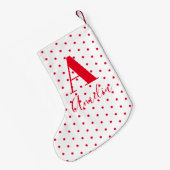 Moderne Monogram Name Polka Dots Kleiner Weihnachtsstrumpf (Rückseite (Hängend))