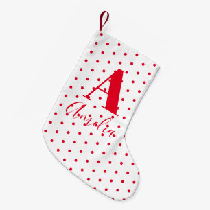 Moderne Monogram Name Polka Dots Kleiner Weihnachtsstrumpf