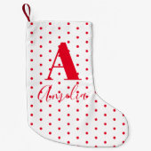 Moderne Monogram Name Polka Dots Kleiner Weihnachtsstrumpf (Vorderseite)